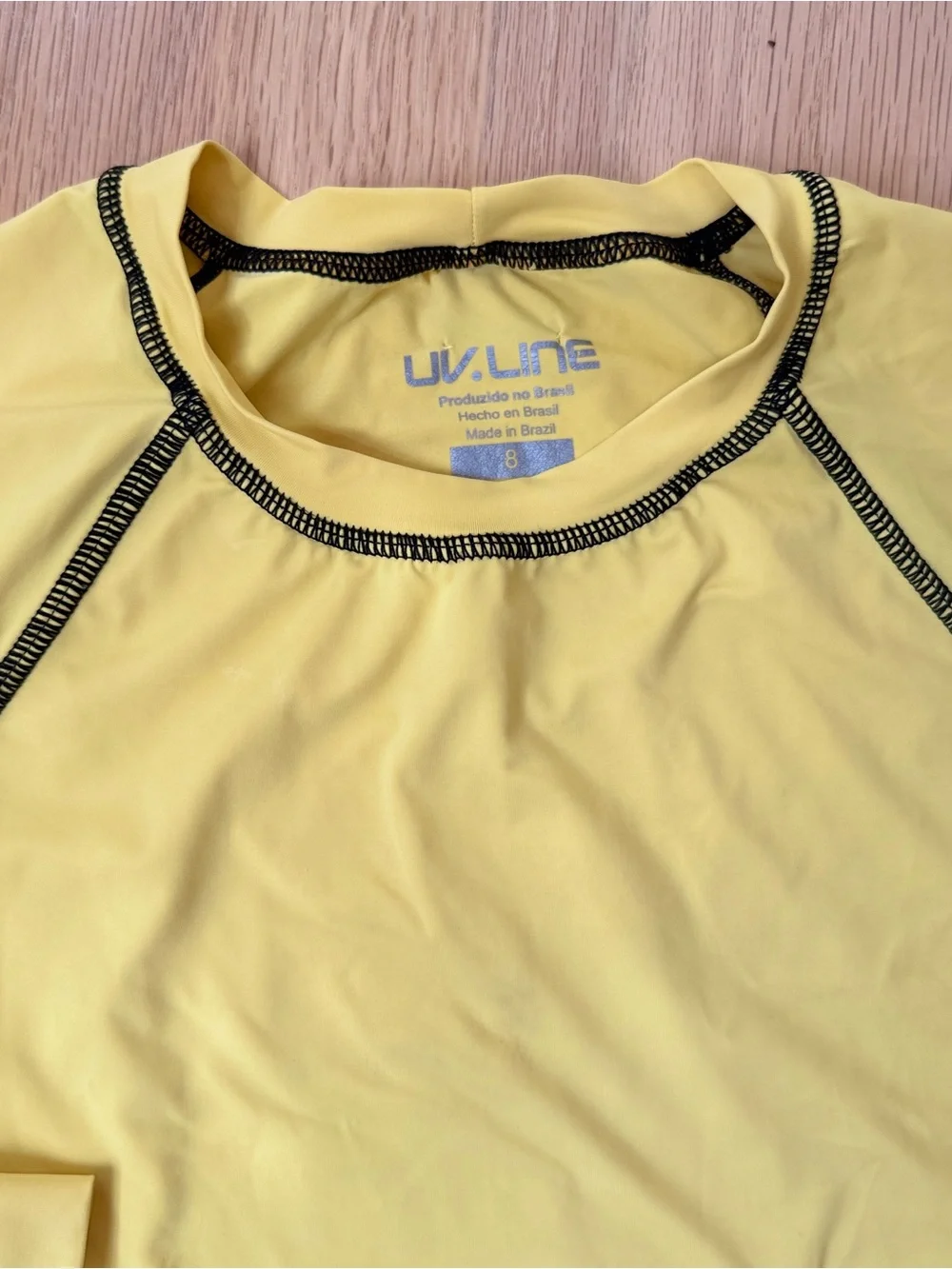 UV.LINE Kids Size 8 Yellow Long Sleeve Rash Guard Swim Shirt Sun Protection UPF